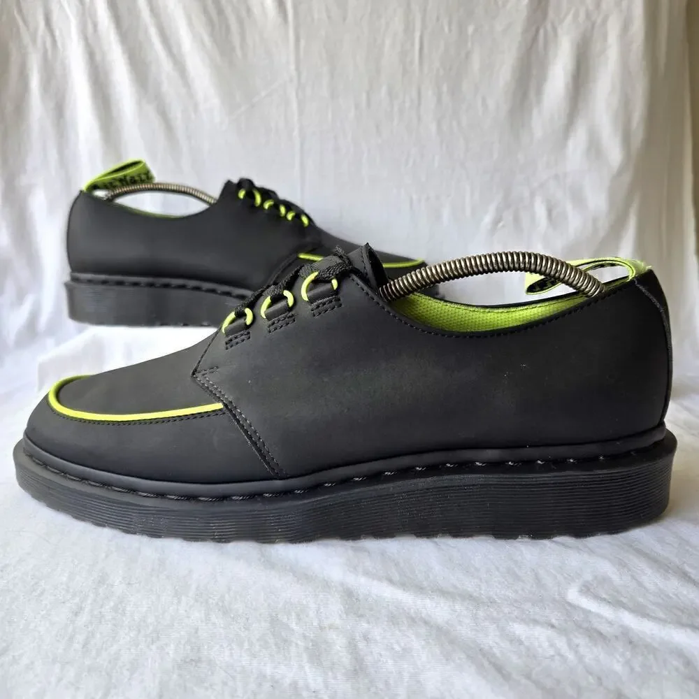 Dr Martens Ramsey Alt Creeper Men's Leather Oxfords Black/Neon Green Size 12